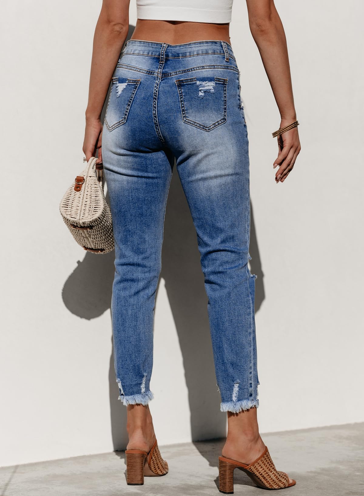 Sidefeel Women's Ripped Boyfriend Jeans