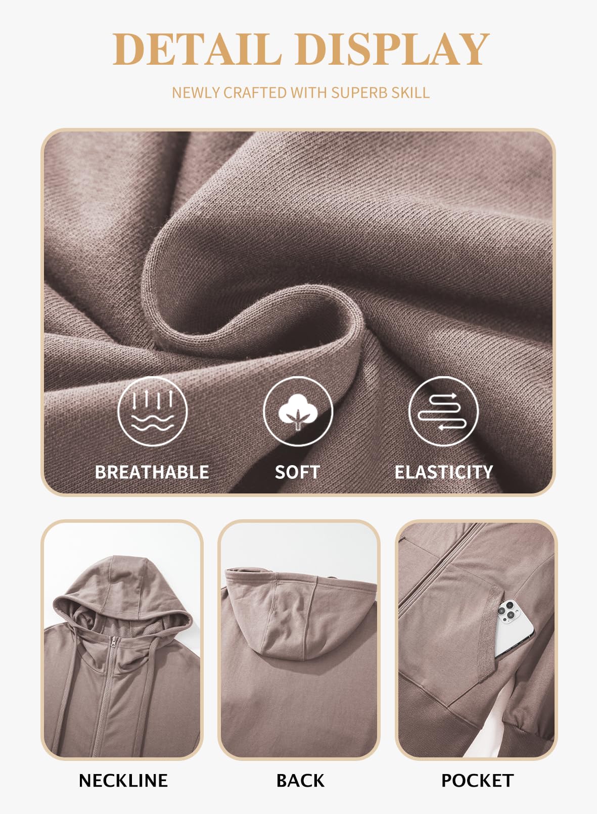 Eytino Plus Size Zip-Up Hoodie