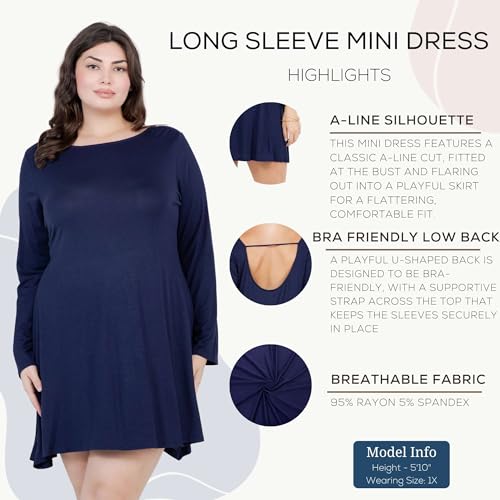 Azules Women's Long Sleeve Tunic Dress