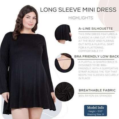 Azules Women's Long Sleeve Tunic Dress