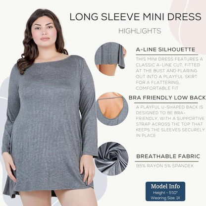 Azules Women's Long Sleeve Tunic Dress