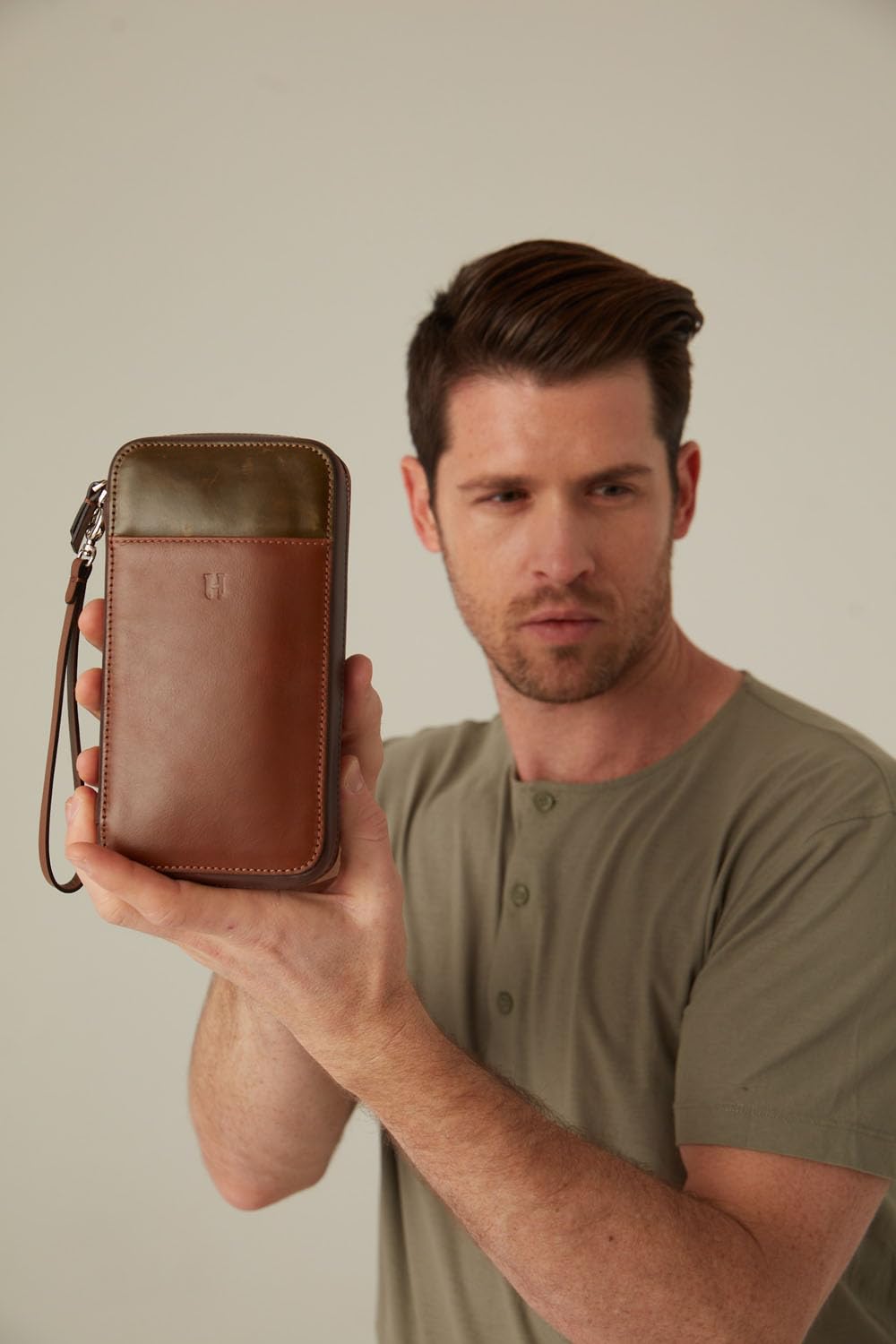 Full-Grain Leather RFID Wristlet