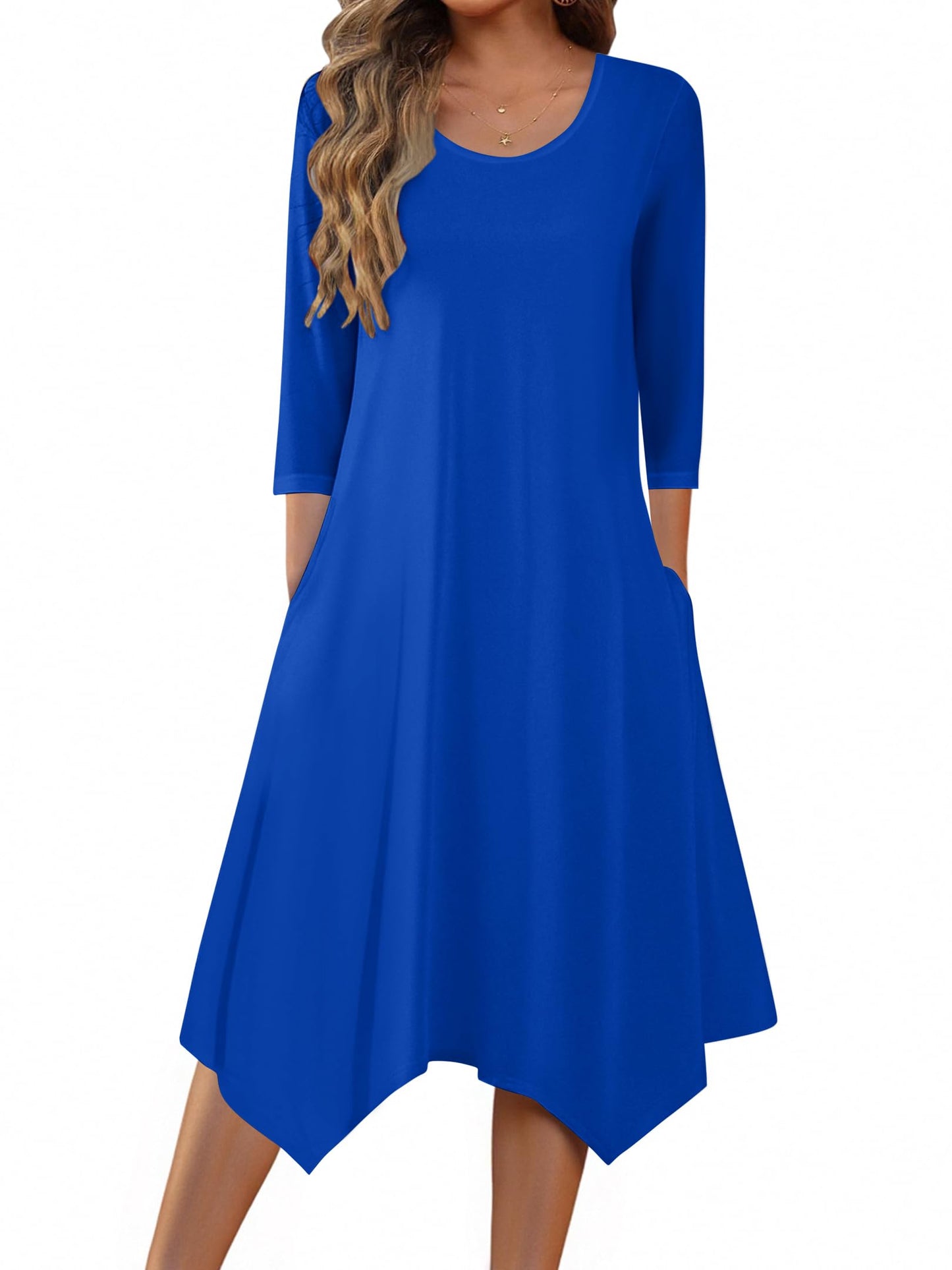 Zeagoo Women's 3/4 Sleeve Midi Dress