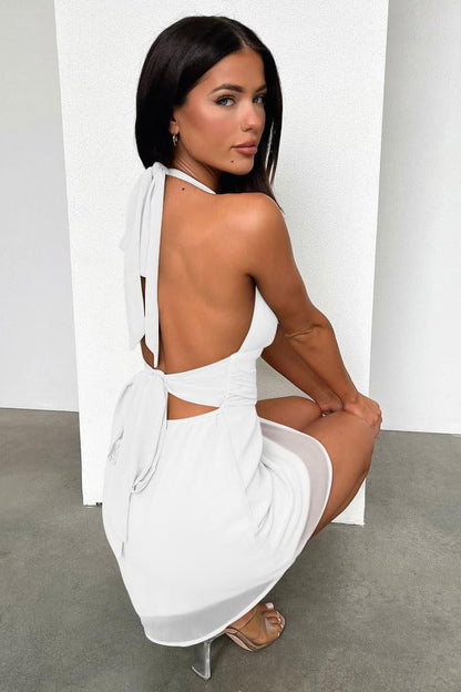 GOKATOSAU Women's Halter Mini Dress