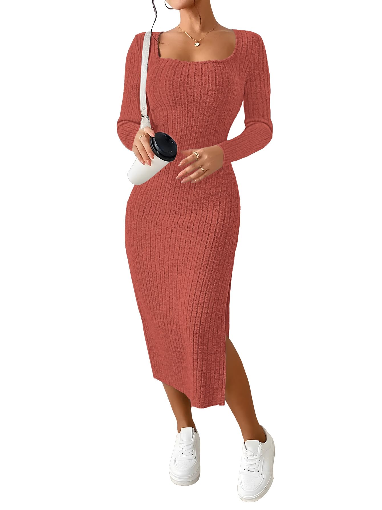 ETCYY Women's Square Neck Bodycon Dress