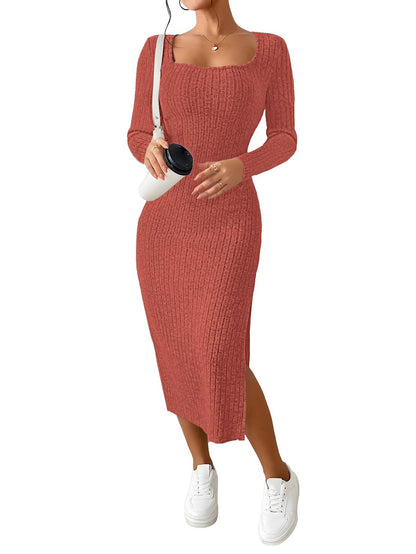 ETCYY Women's Square Neck Bodycon Dress