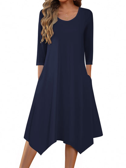 Zeagoo Women's 3/4 Sleeve Midi Dress