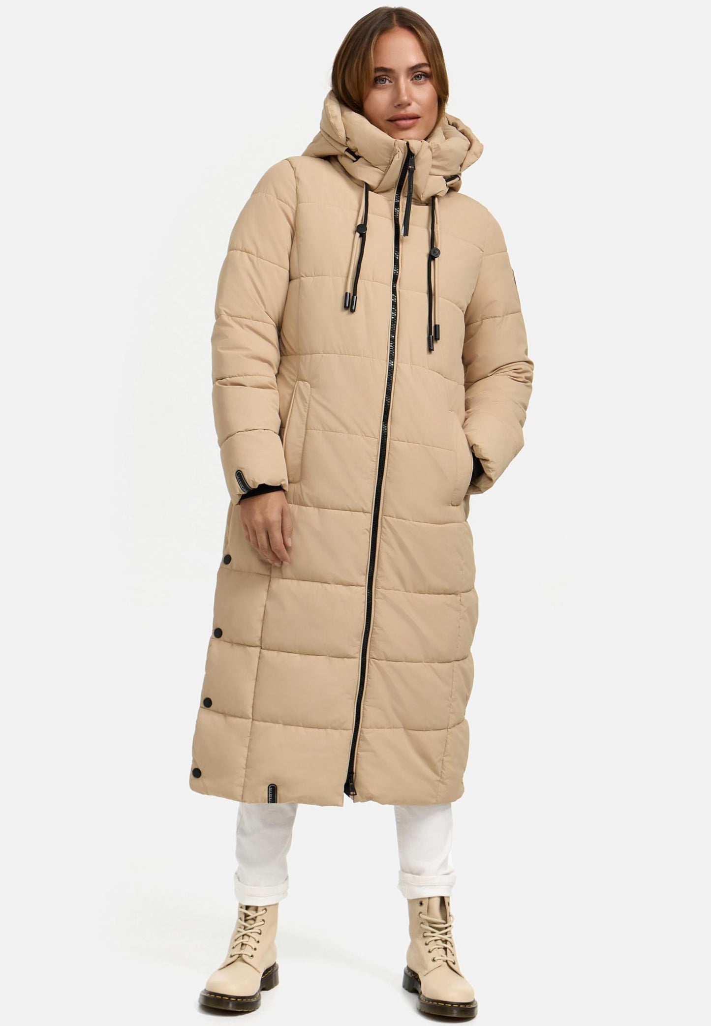 Women's Quilted Long Coat with Hood