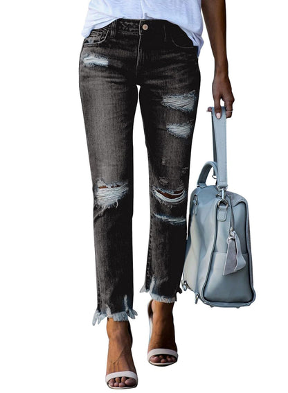 Sidefeel Women's Ripped Boyfriend Jeans