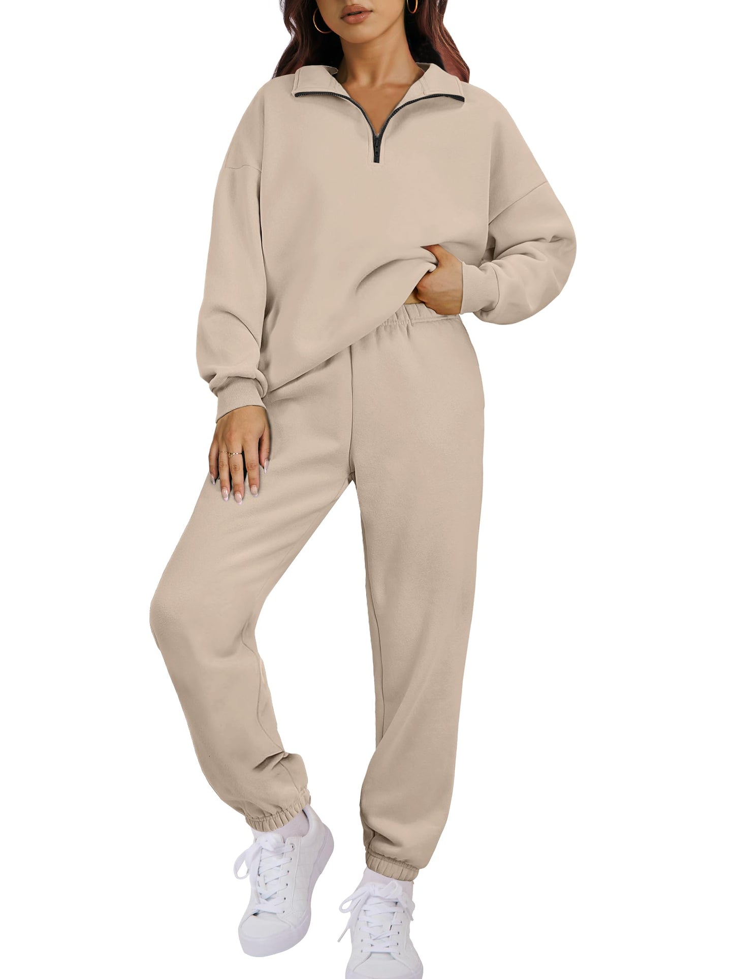 ANRABESS Women 2-Piece Sweatshirt & Jogger Set