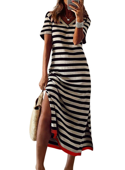 Dokotoo Women's Striped Maxi Dress