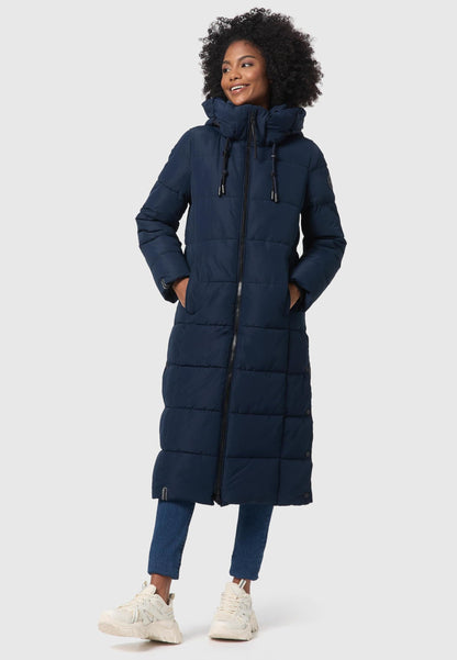 Women's Quilted Long Coat with Hood