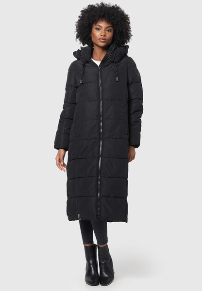 Women's Quilted Long Coat with Hood