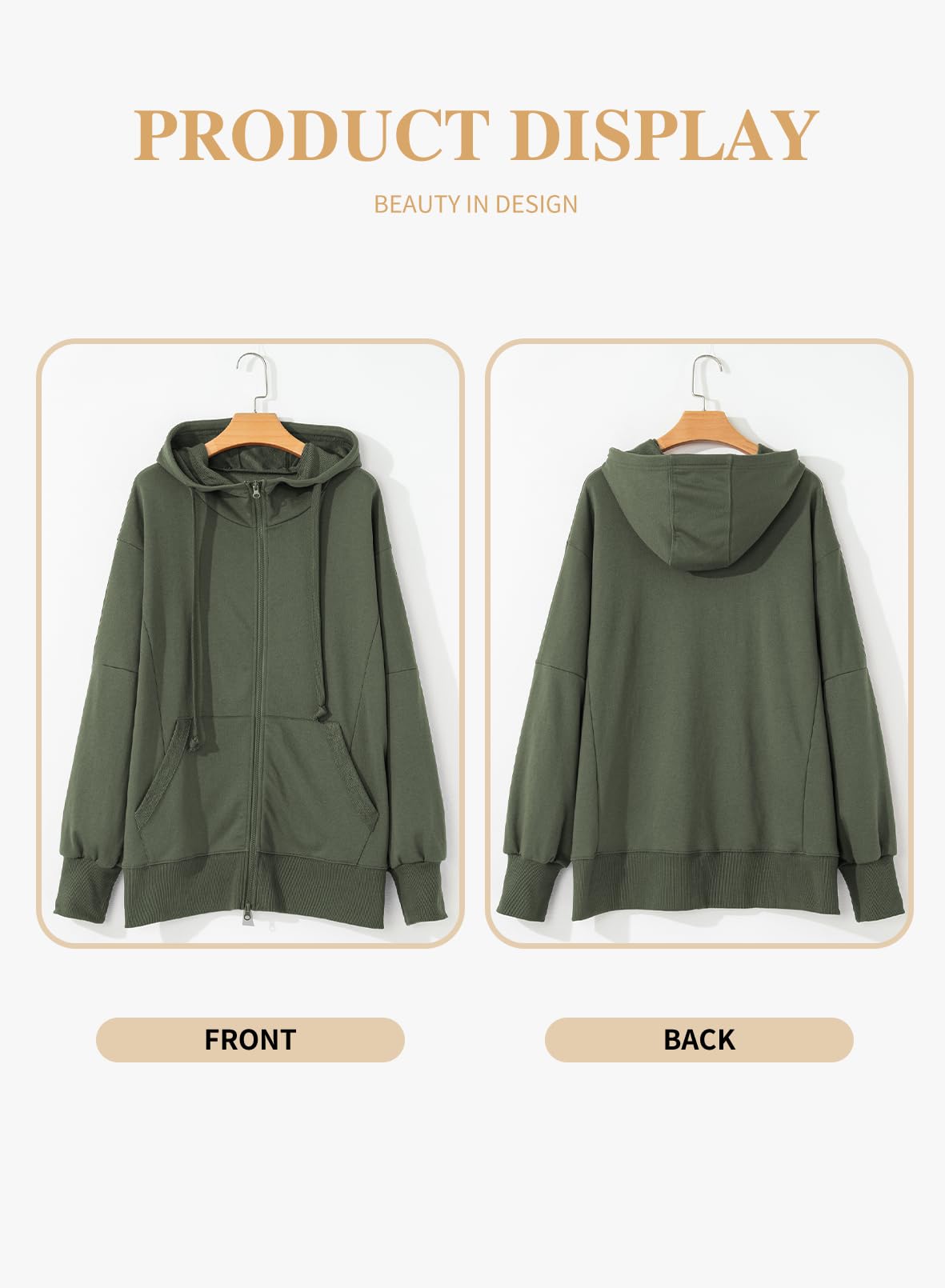 Eytino Plus Size Zip-Up Hoodie
