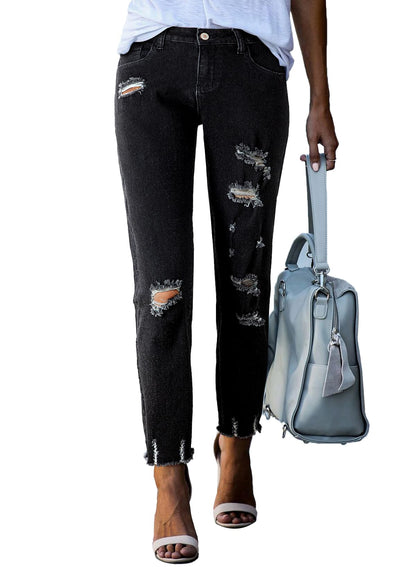 Sidefeel Women's Ripped Boyfriend Jeans