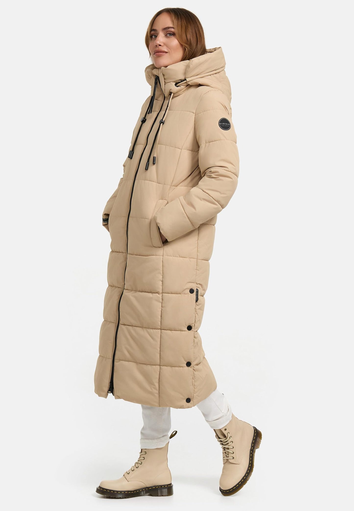 Women's Quilted Long Coat with Hood