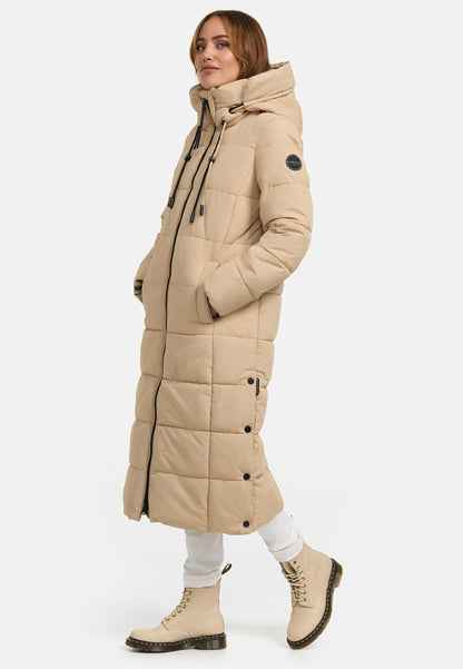 Women's Quilted Long Coat with Hood