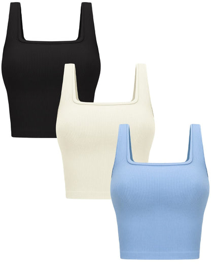 OLCHEE Women’s 3 Pack Crop Tank Tops