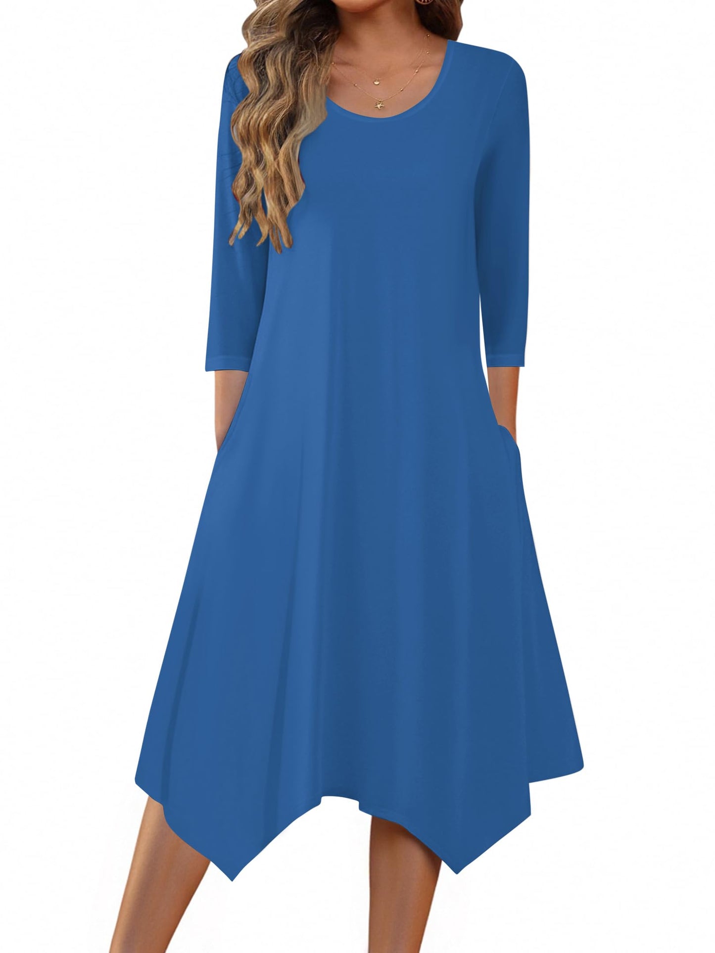 Zeagoo Women's 3/4 Sleeve Midi Dress