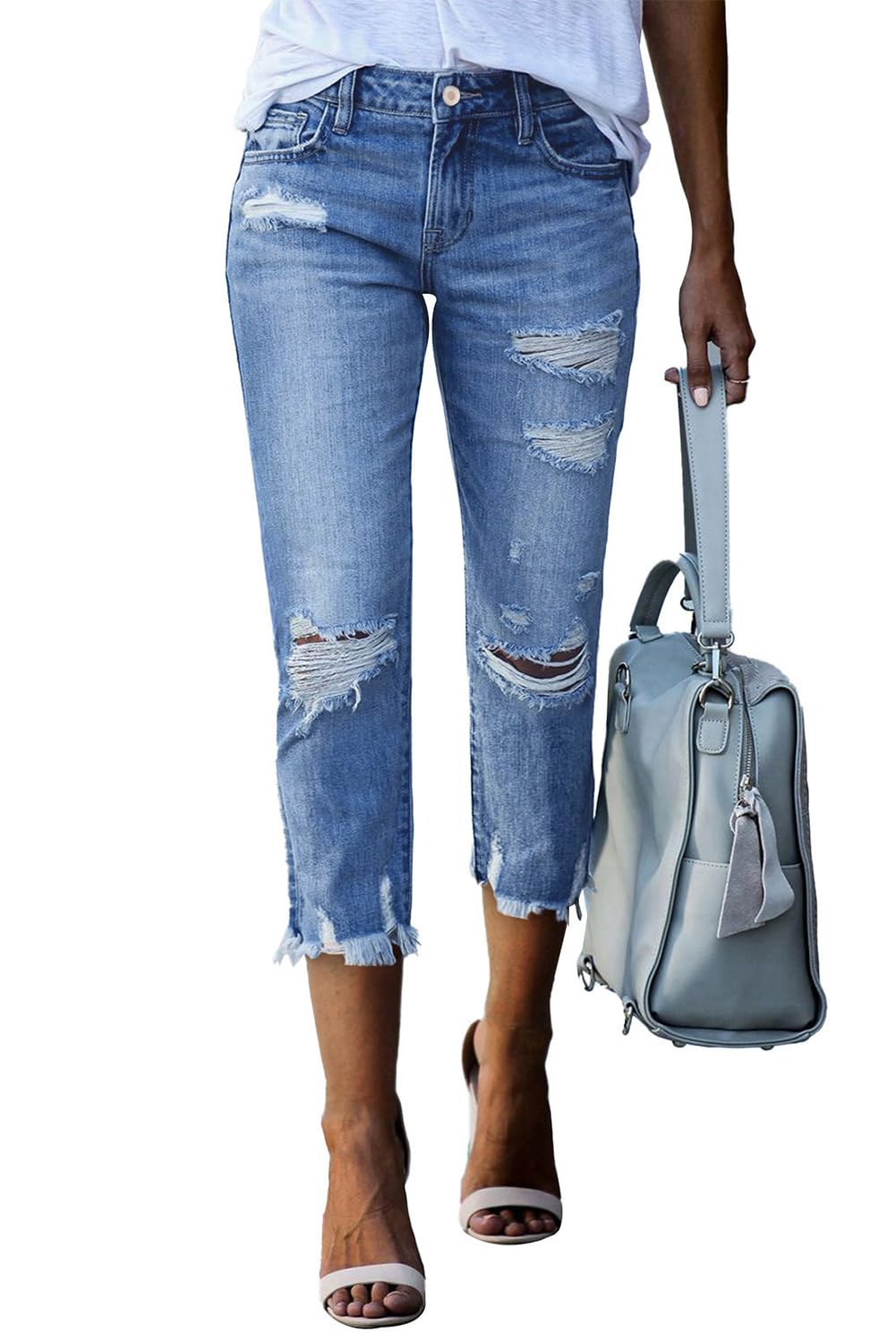 Sidefeel Women's Ripped Boyfriend Jeans