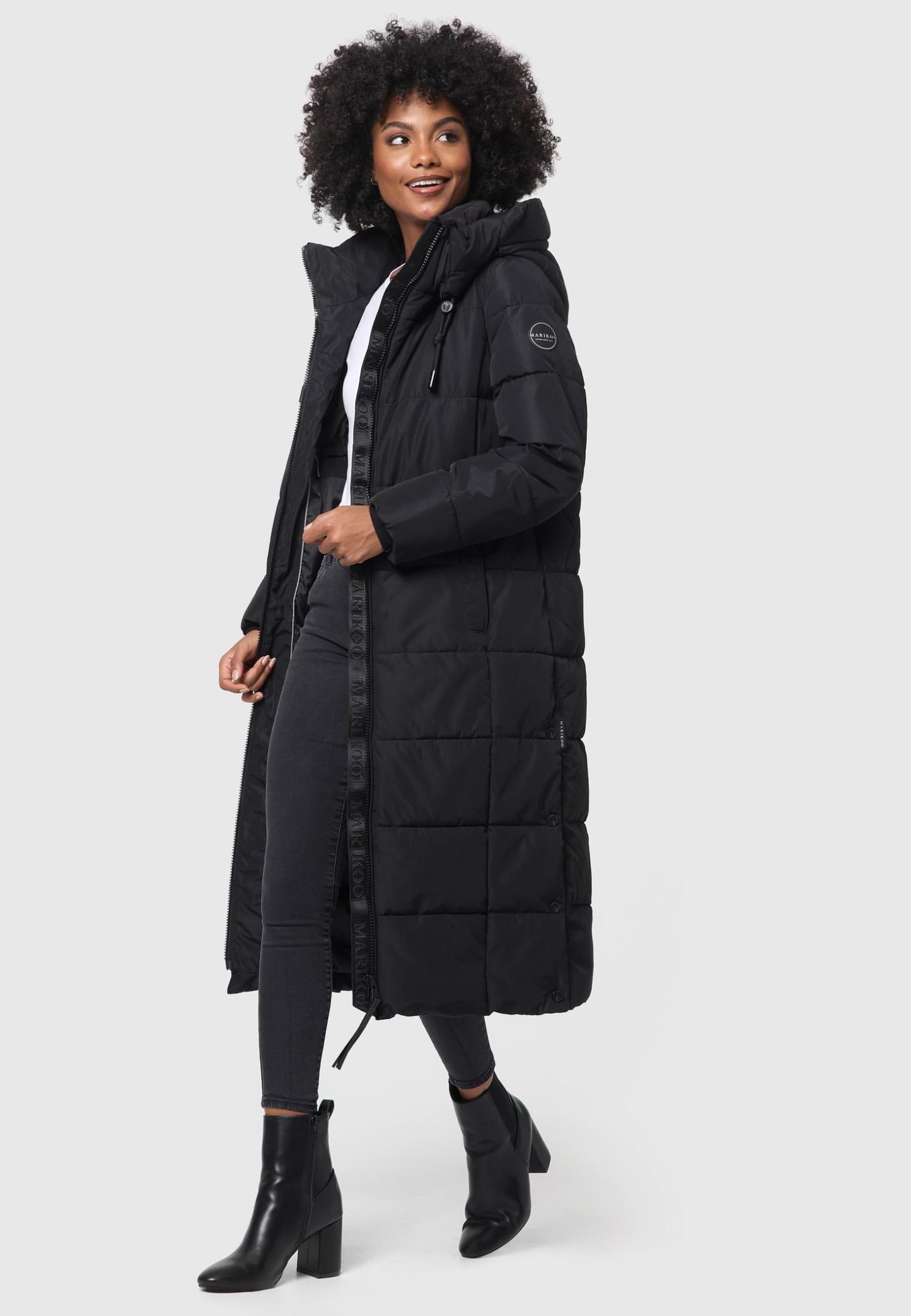 Women's Quilted Long Coat with Hood