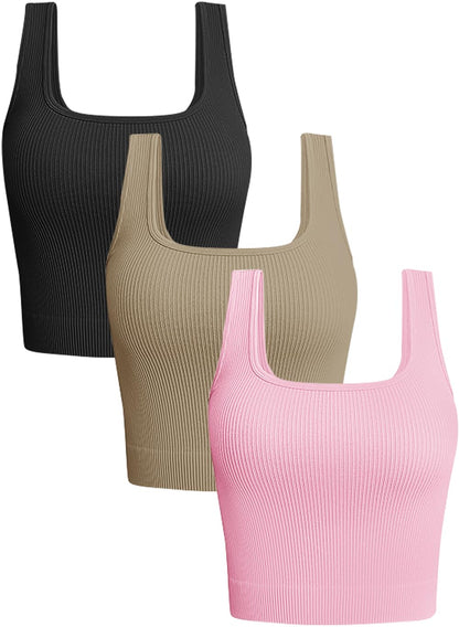 OLCHEE Women’s 3 Pack Crop Tank Tops