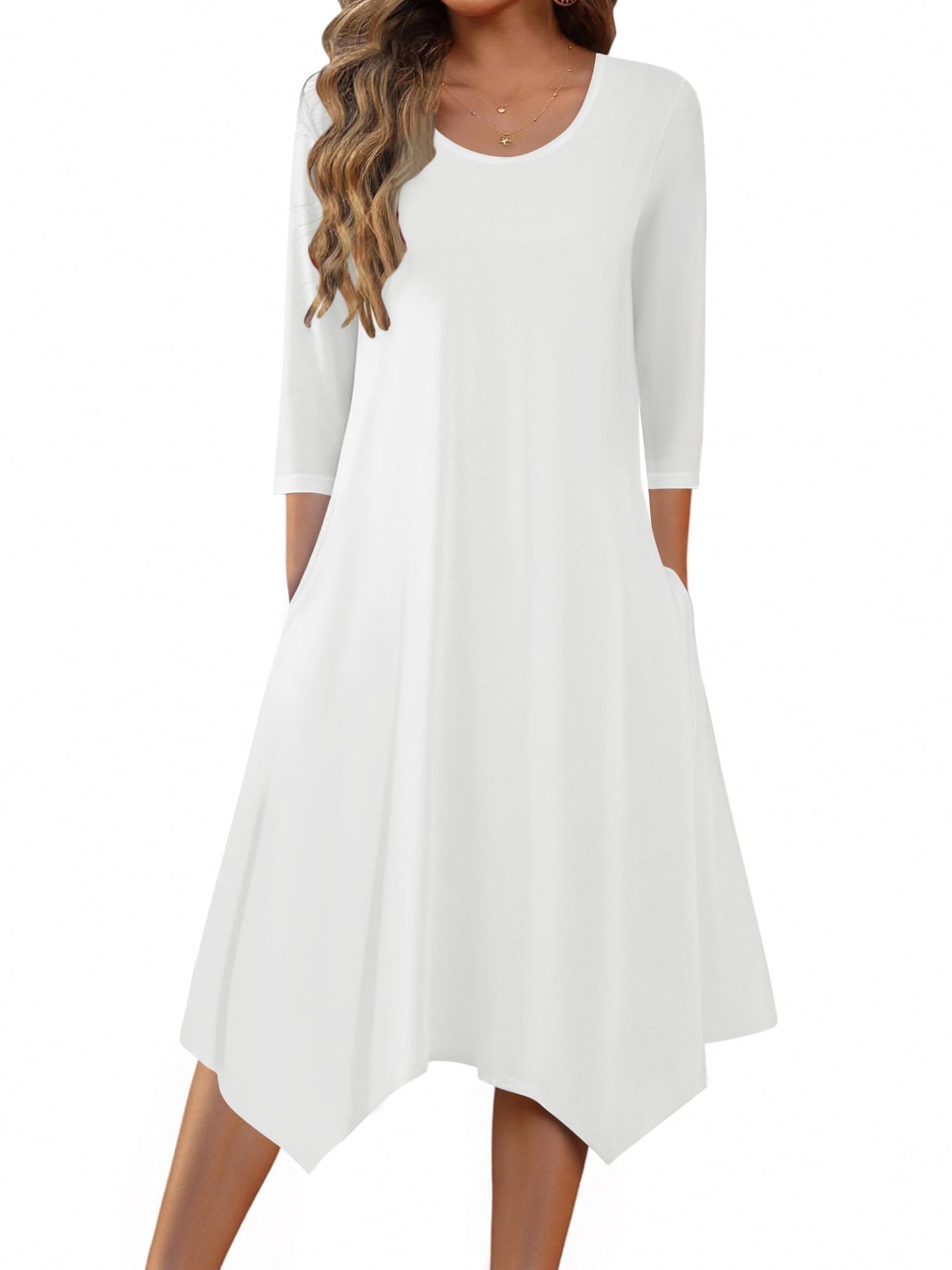 Zeagoo Women's 3/4 Sleeve Midi Dress