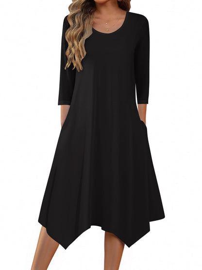Zeagoo Women's 3/4 Sleeve Midi Dress
