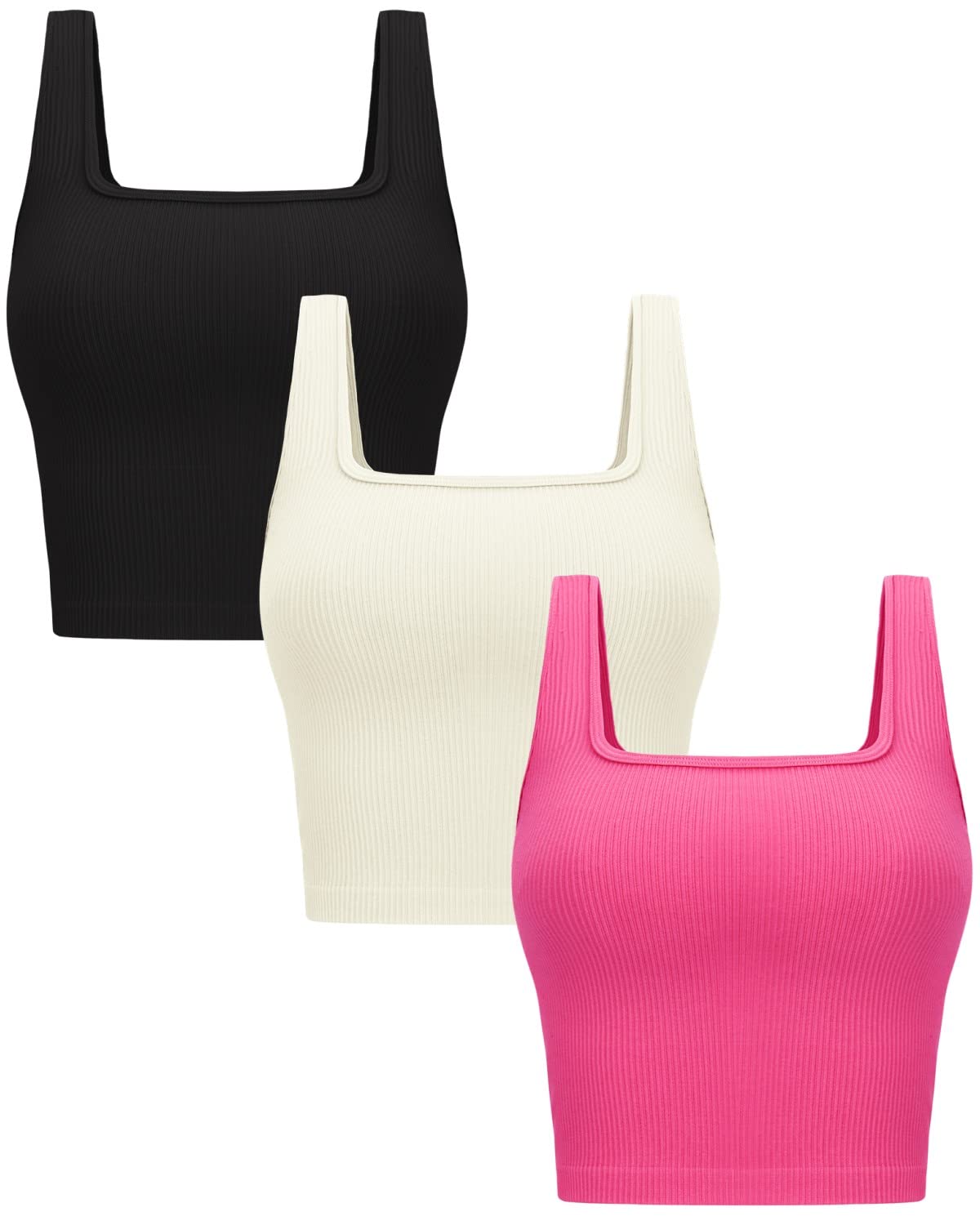 OLCHEE Women’s 3 Pack Crop Tank Tops