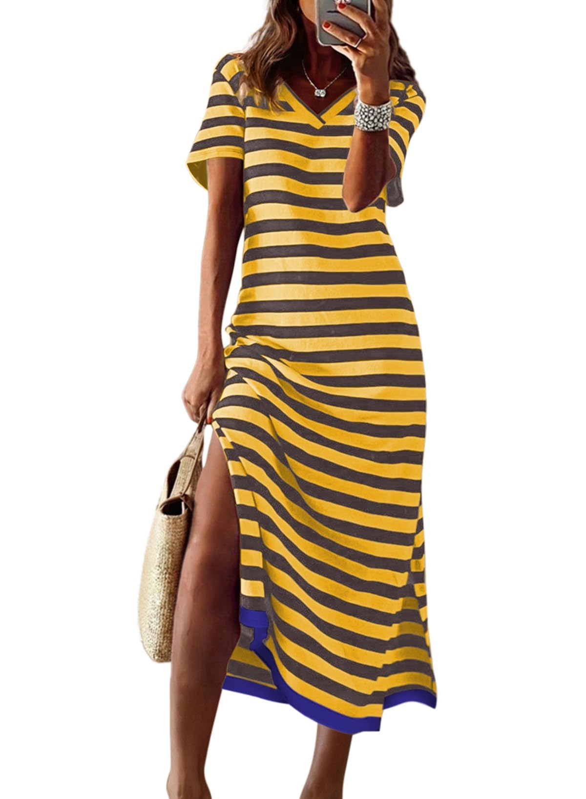 Dokotoo Women's Striped Maxi Dress