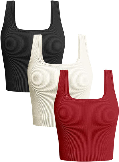 OLCHEE Women’s 3 Pack Crop Tank Tops