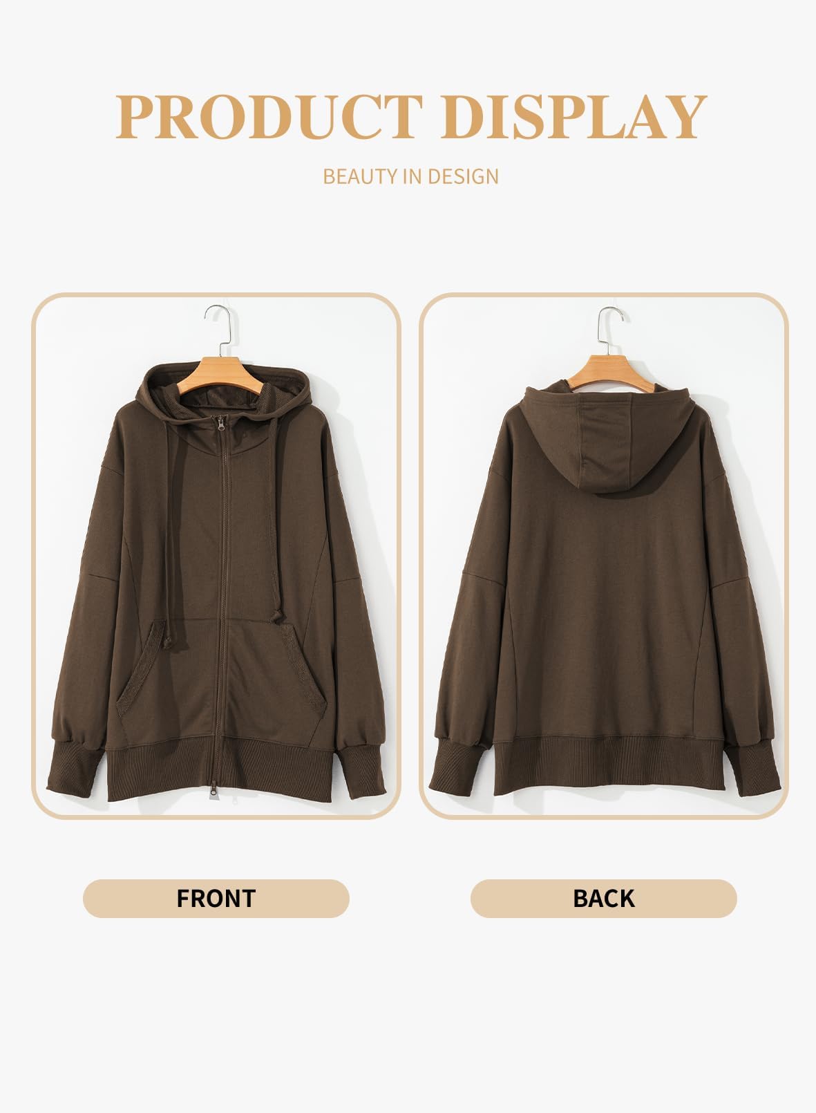 Eytino Plus Size Zip-Up Hoodie