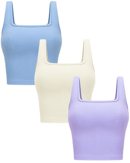 OLCHEE Women’s 3 Pack Crop Tank Tops
