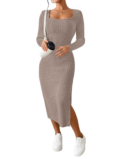 ETCYY Women's Square Neck Bodycon Dress