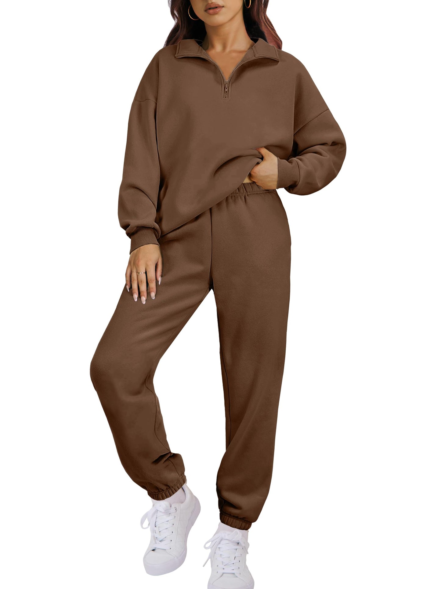 ANRABESS Women 2-Piece Sweatshirt & Jogger Set