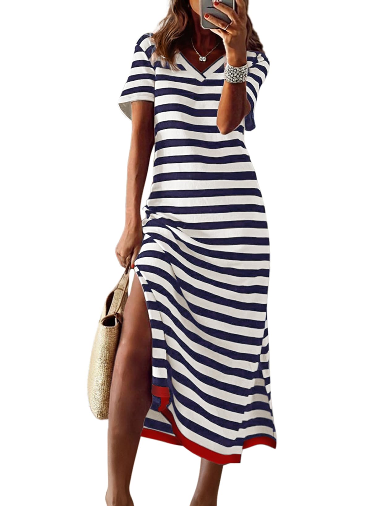Dokotoo Women's Striped Maxi Dress