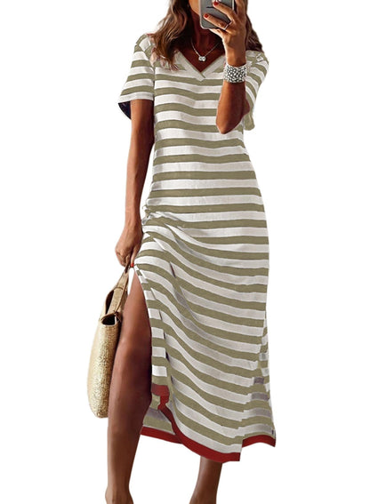Dokotoo Women's Striped Maxi Dress