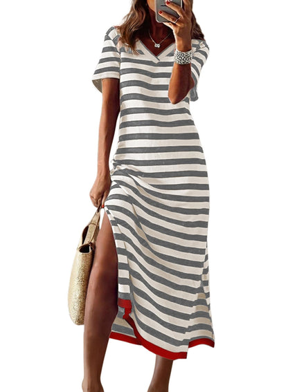 Dokotoo Women's Striped Maxi Dress