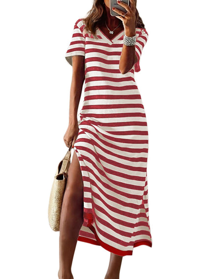 Dokotoo Women's Striped Maxi Dress