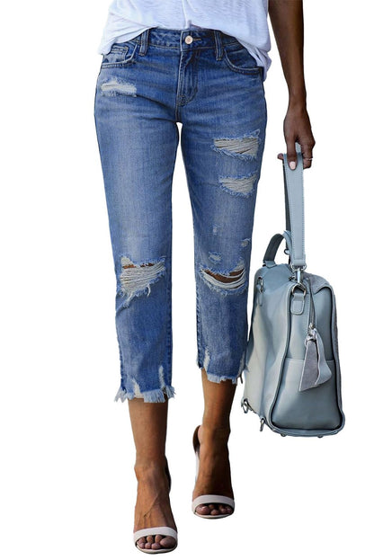 Sidefeel Women's Ripped Boyfriend Jeans