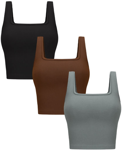 OLCHEE Women’s 3 Pack Crop Tank Tops