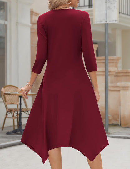 Zeagoo Women's 3/4 Sleeve Midi Dress