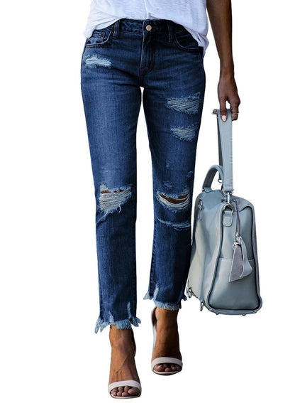Sidefeel Women's Ripped Boyfriend Jeans