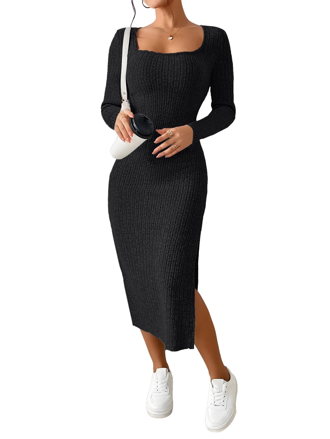ETCYY Women's Square Neck Bodycon Dress
