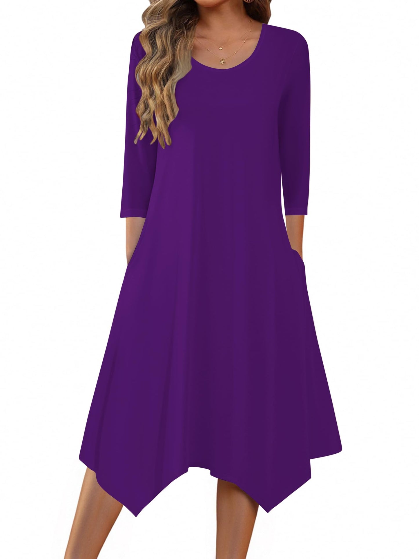 Zeagoo Women's 3/4 Sleeve Midi Dress