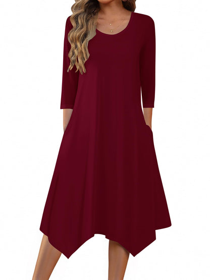 Zeagoo Women's 3/4 Sleeve Midi Dress