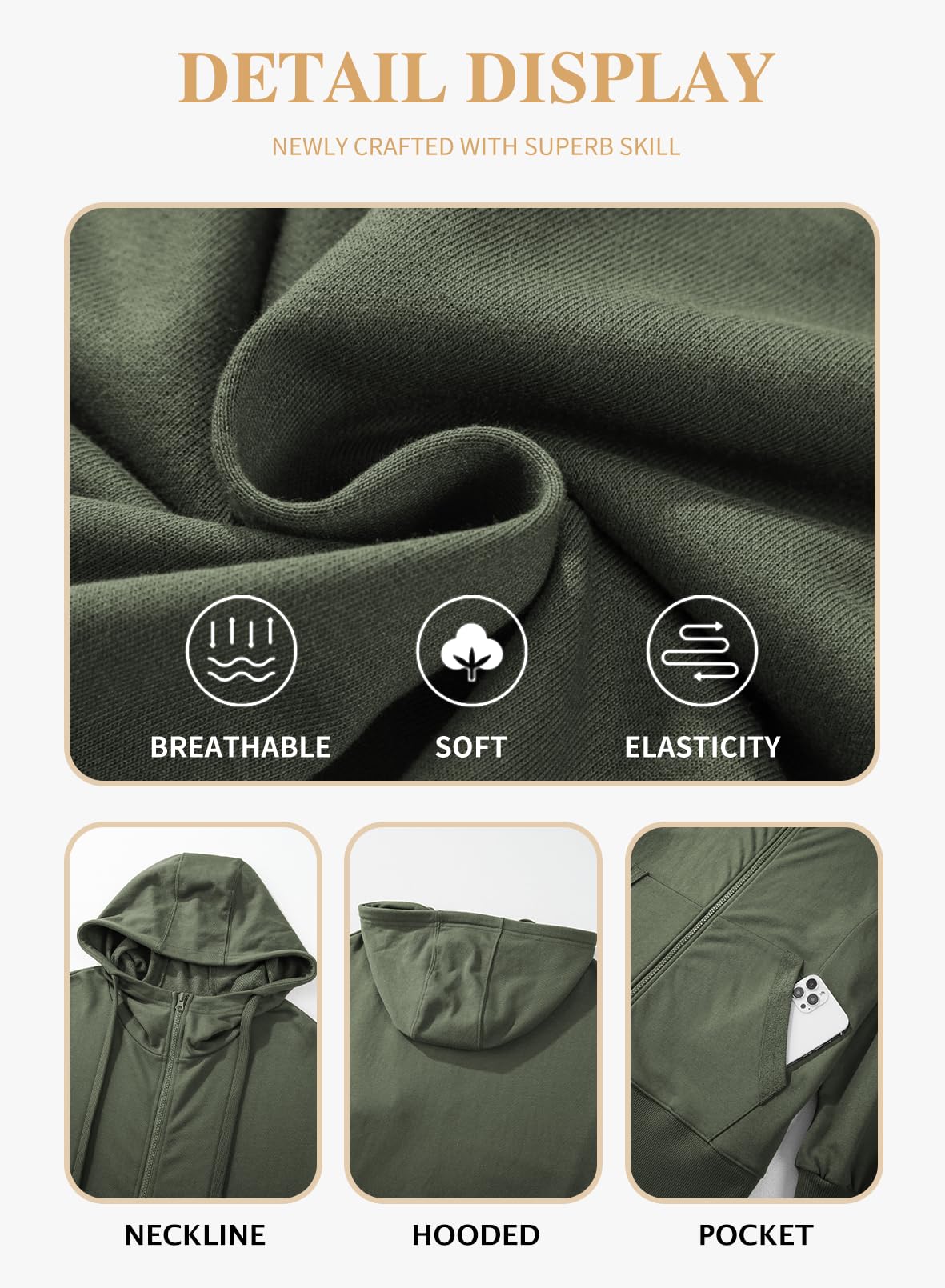 Eytino Plus Size Zip-Up Hoodie