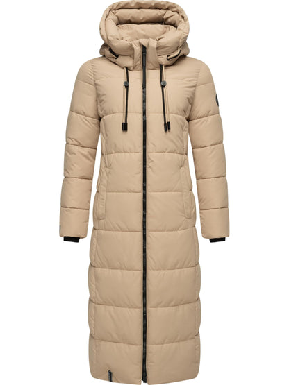 Women's Quilted Long Coat with Hood
