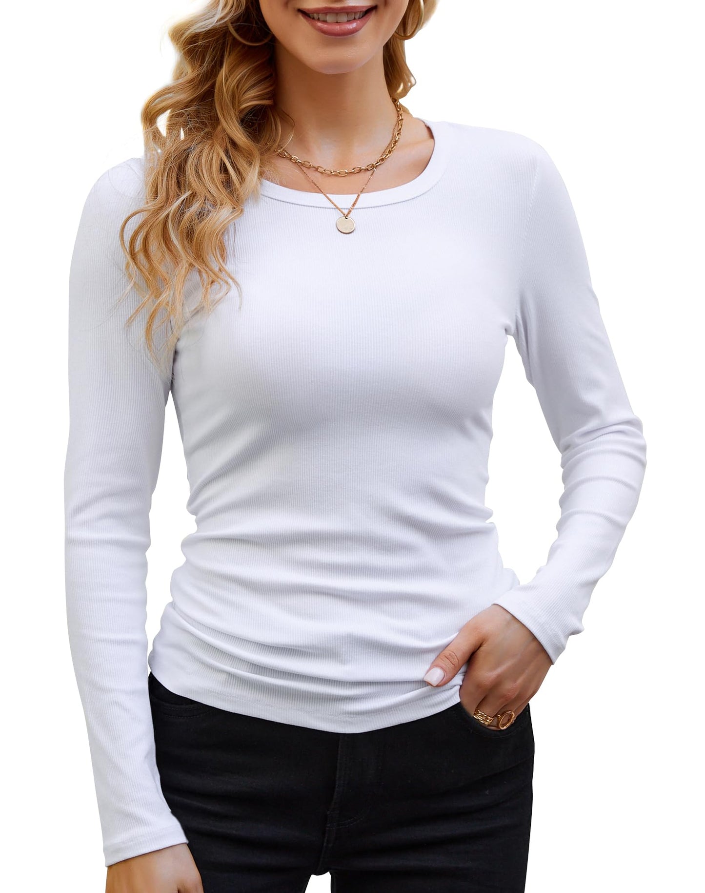 GEMBERA Women’s Ribbed Long Sleeve Top