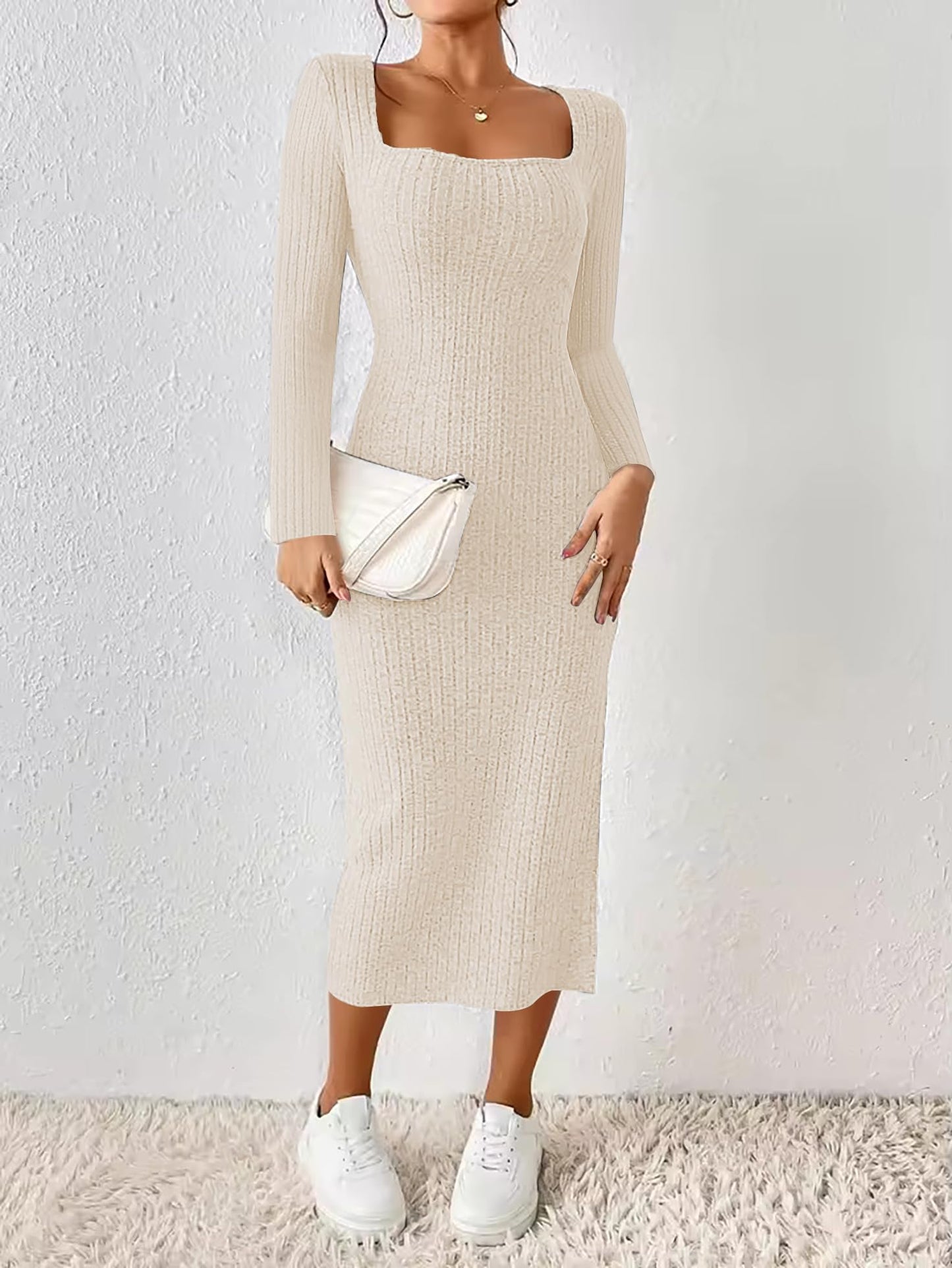 ETCYY Women's Square Neck Bodycon Dress